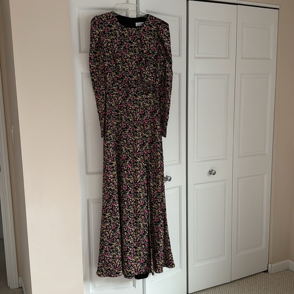 leena for Mac Duggal Floral Long Sleeve A-Line Gown - Picture 2 of 9